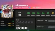 Snippet Showing EA FC Mobile Ragnarok After Daybreak Cesc Fabregas exchange card stats (Image via EA Sports)